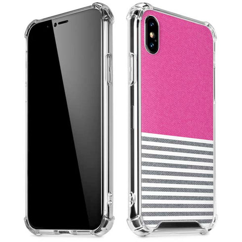 Pink and Grey Stripes iPhone XS Max Clear Case